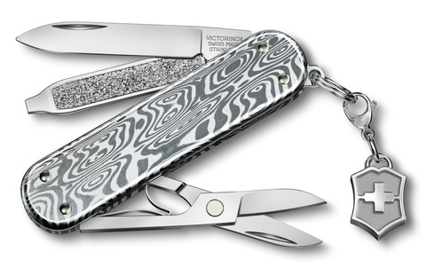 Нож-брелок Victorinox Classic Brilliant Damast, 58 мм, 5 функций, серебристый 0.6221.34 от прозводителя Victorinox