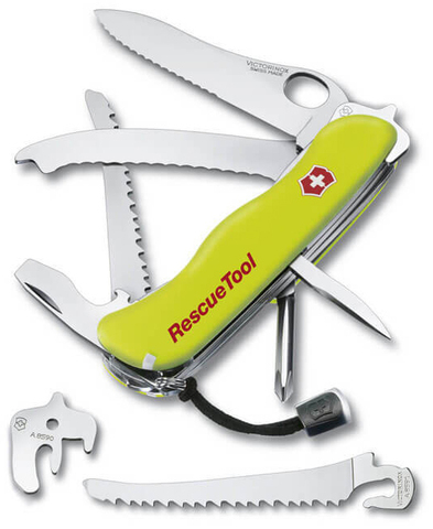 Нож Victorinox Rescue Tool One Hand, 111 мм, 14 функций, желтый 0.8623.MWN от прозводителя Victorinox