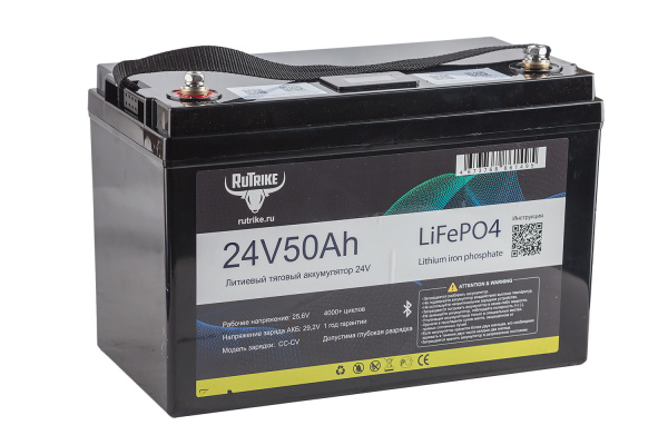 Аккумуляторная батарея литиевая Rutrike LiFePO4 (24V/50Ah/80A BT/Display) 26043 от прозводителя Rutrike
