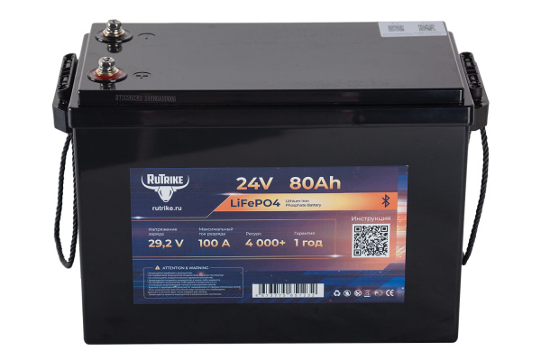 Аккумуляторная батарея литиевая Rutrike LiFePO4 (24V/80Ah/100A BT) 26500 от прозводителя Rutrike