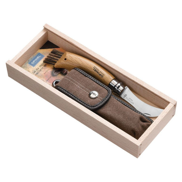 Нож грибника Opinel №8,  нержавеющая сталь, рукоять дуб, чехол, деревянный футляр, 001327 001327 от прозводителя Opinel