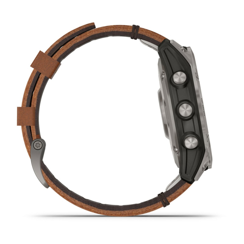 Garmin Fenix 7 Pro - 47 мм SOLAR | SAPPHIRE | Titanium with Chestnut Leather Band