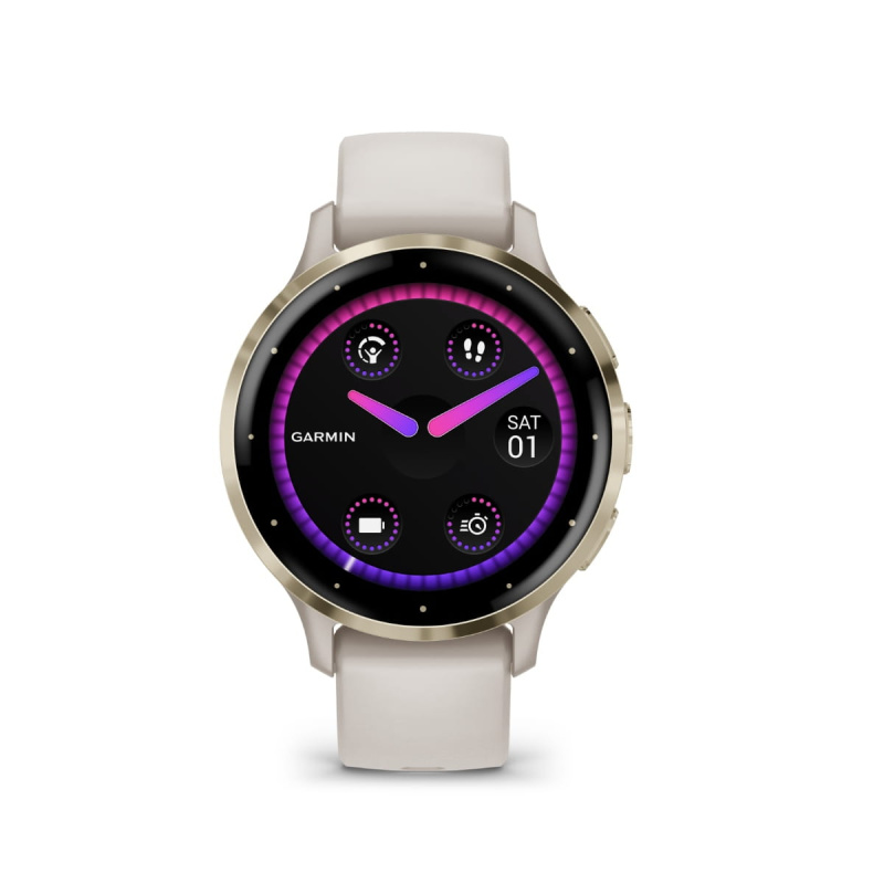 Garmin Venu 3s - 41 мм | Soft gold stainless steel bezel with ivory case and silicone band