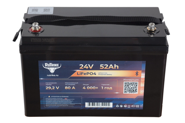 Аккумуляторная батарея литиевая Rutrike LiFePO4 (24V/52Ah/80A BT) 26499 от прозводителя Rutrike