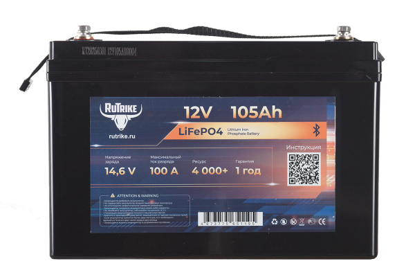 Аккумуляторная батарея литиевая Rutrike LiFePO4 (12V/105Ah/100A BT) 26496 от прозводителя Rutrike