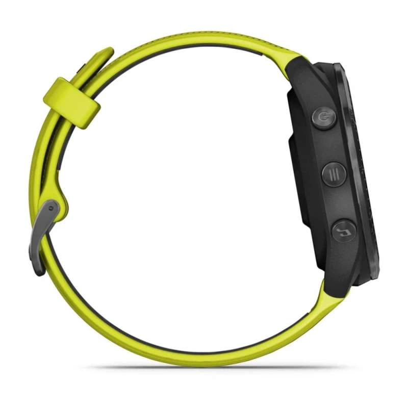 Garmin Forerunner 965 - | Carbon Grey DLC Titanium Bezel with Black Case and Amp Yellow/Black Silicone Band