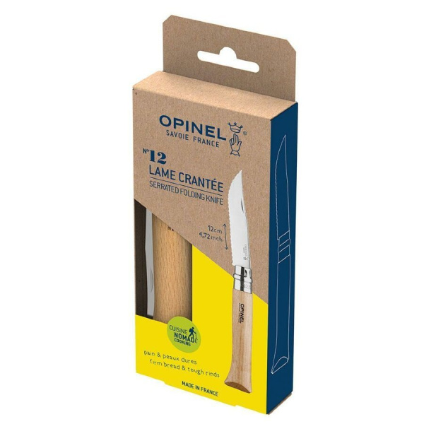 Нож Opinel №12, нержавеющая сталь, рукоять из бука, серрейторная заточка, 002441 002441 от прозводителя Opinel